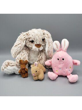 Lot of 4 Easter Bunny Rabbit Plush Stuffed Animal Toy Melissa Doug Adventures